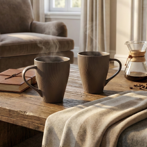Cedar Unique New Bone China Coffee Mug (Set of 2)