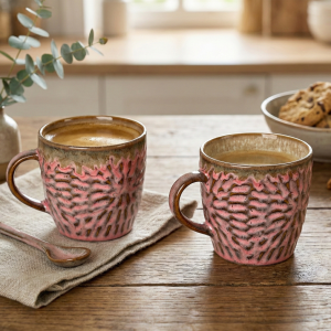 Dusty Rose Pink Ceramic Tea Cup (Set of 2)