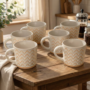 Meandering Ceramic Coffee Mug (Set of 6)