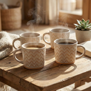 Meandering Ceramic Coffee Mug (Set of 4)
