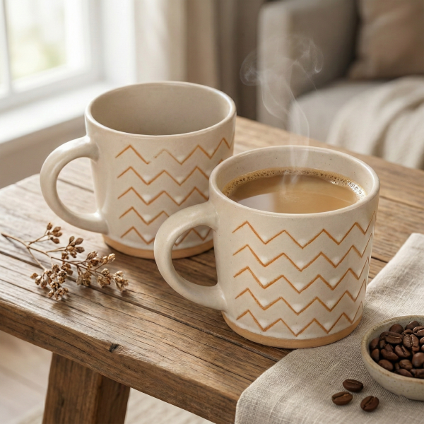 Meandering Ceramic Coffee Mug (Set of 2)