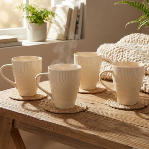 pale-peach_5.png Pale Peach Unique New Bone China Coffee Mug (Set of 4)