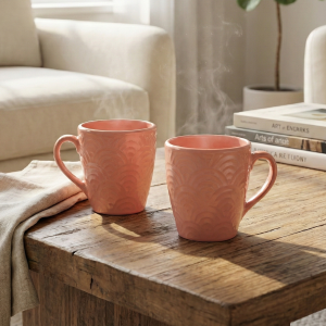 peachy-coral-pink_004.png Peachy Coral Pink Ceramic Coffee Mug (Set of 2)