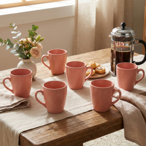 peachy-coral-pink_009.png Peachy Coral Pink Ceramic Coffee Mug (Set of 6)