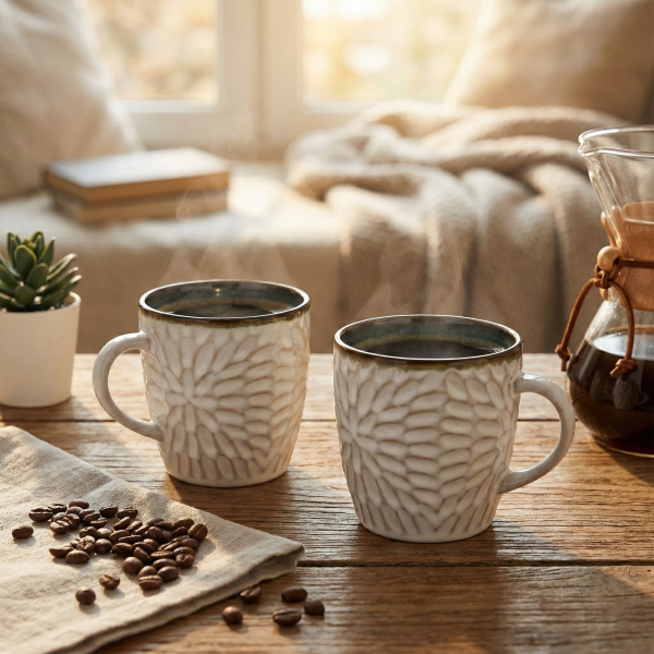 Soft Off-white Ceramic Tea Cup (Set of 2)