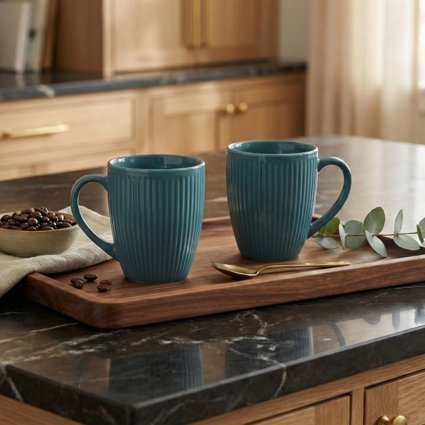 Turquoise Fetching Ceramic Coffee Mug (Set of 2)