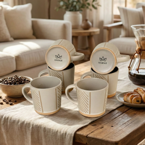 Wool Beige Old-School Coffee Mug (Set of 6)